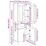 vidaXL Haut Armoire Bois Ancien 69 5 x 34 x 180 cm Bois d'ingénierie