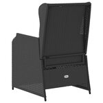vidaXL Chaises inclinables de jardin lot de 2 et coussins noir rotin