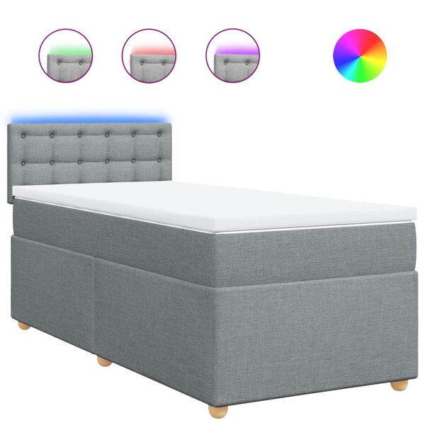 vidaXL Sommier à lattes de lit avec matelas gris clair 80x200 cm tissu