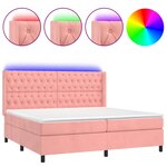 vidaXL Sommier à lattes de lit matelas et LED Rose 160x200 cm Velours