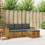 vidaXL Ensemble de canapés d'extérieur 4 pc Naturel et Anthracite