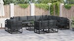 vidaXL Ensemble de canapé de jardin avec coussin 12 Pièces Noir Aluminium