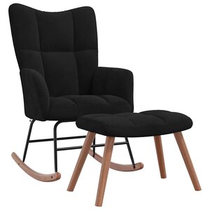 vidaXL Chaise à bascule avec repose-pied Noir Velours