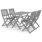 vidaXL Ensemble à manger de jardin 5 Pièces Bois d'acacia massif Gris