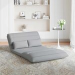 vidaXL Fauteuil de sol ajustable Gris clair Tissu