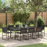 vidaXL Ensemble de salle à manger pour jardin 9 Pièces Noir