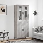 vidaXL Buffet haut Sonoma gris 69 5x34x180 cm Bois d'ingénierie
