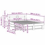 vidaXL Cadre de lit Marron cire 160 x 200 cm Bois massif en pin