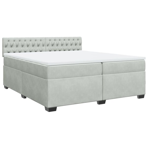 vidaXL Sommier à lattes de lit et matelas Gris clair 200x200cm Velours
