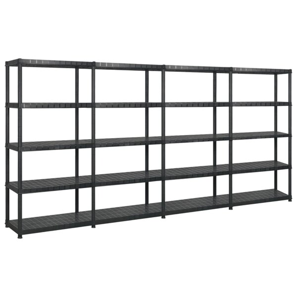 vidaXL Étagère de rangement à 5 niveaux Noir 340x40x185 cm Plastique