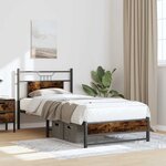 vidaXL Cadre de lit sans matelas chêne fumé 90x190cm bois d'ingénierie