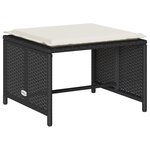 vidaXL Salon de jardin 5 Pièces avec coussins empilable noir polyrotin