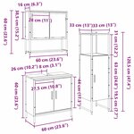 vidaXL Ensemble de mobilier de salle de bain avec stockage 3 Pièces Noir