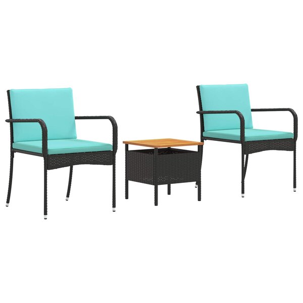 vidaXL Ensemble de jardin Noir polyrotin