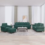 vidaXL Ensemble de canapés 4 Pièces avec coussins vert foncé velours