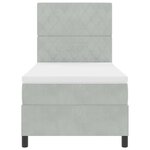 Lit Box Spring vidaXL avec Matelas et Lumière LED Gris clair 90x200 cm Velours