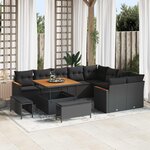 vidaXL Ensemble de canapé de jardin 12 Pièces Noir polyrotin