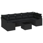 vidaXL Ensemble de canapé de jardin 8 pièces Noir Poly rotin
