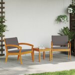 vidaXL Ensemble Bistro 3 Pièces avec Coussins  en Bois d'Acacia Massif