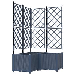 vidaXL Planteur de jardin avec treillis 3 Pièces gris 80x80x143 cm