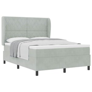 vidaXL Lit à ressorts avec matelas Gris clair 200 x 160 cm Velours
