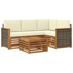 vidaXL Ensemble de canapés d'extérieur 5 pc Naturel et Crème Polyester