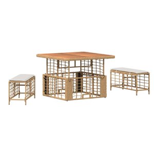 vidaXL Ensemble de salle à manger pour jardin 3 Pièces Nature et Blanc