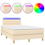 vidaXL Sommier à lattes de lit matelas et LED crème 120x190 cm tissu