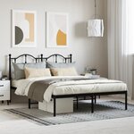 vidaXL Cadre de lit métal sans matelas avec tête de lit noir 140x200cm