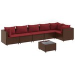 vidaXL Salon de jardin avec coussins 7 Pièces marron résine tressée