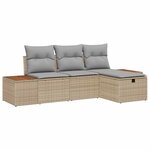 vidaXL Ensemble de canapé de jardin 4 Pièces Beige Poly rotin