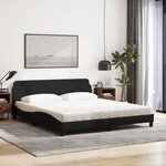 vidaXL Lit avec matelas Dover noir 180x200 cm tissu