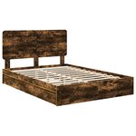 vidaXL Lit de Rangement Chêne fumé 160 x 200 cm Bois d'ingénierie