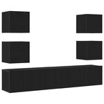 vidaXL Meuble TV 6 Pièces Noir 160 x 30 x 30 cm Bois d'ingénierie