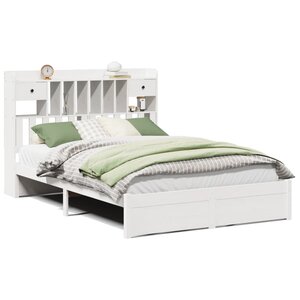vidaXL Lit bibliothèque sans matelas blanc 140x190 cm bois pin massif