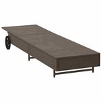vidaXL Chaise longue avec roues et coussin marron résine tressée