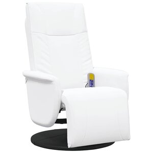 vidaXL Fauteuil inclinable de massage repose-pieds blanc similicuir