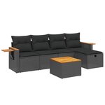 vidaXL Salon de jardin 6 Pièces avec coussins noir résine tressée