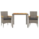 vidaXL Ensemble à manger de jardin et coussins 3 Pièces gris rotin acacia