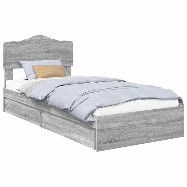 vidaXL Lit de Rangement Gris Sonoma 70 x 190 cm Bois d'ingénierie