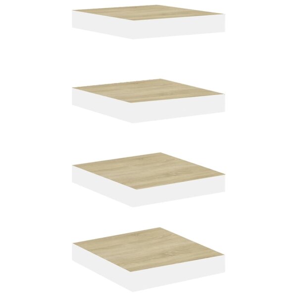 vidaXL Étagères murales 4 Pièces Chêne et blanc 23x23 5x3 8 cm MDF