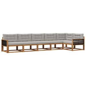 vidaXL Ensemble de canapés d'extérieur 6 Pièces Naturel et Gris clair