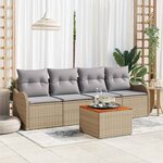vidaXL Ensemble de canapé de jardin 5 Pièces Beige Poly rotin