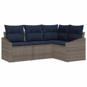 vidaXL Ensemble de canapé de jardin 4 Pièces Gris et bleu marine