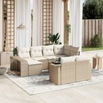 vidaXL Salon de jardin 11 Pièces avec coussins beige résine tressée