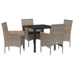 vidaXL Ensemble de salle à manger jardin 5 pièces avec coussins en poly rotin gris
