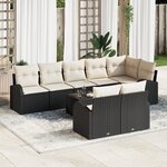 vidaXL Ensemble de canapés de jardin à 8 pièces avec coussins en poly rotin marron