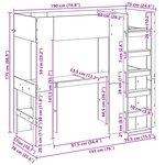 vidaXL Cadre de lit superposé avec bureau Chêne noir 75 x 190 cm