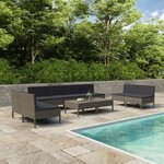 vidaXL Salon de jardin 10 Pièces avec coussins Résine tressée Gris
