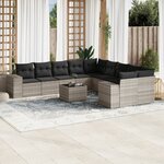 vidaXL Salon de jardin 11 Pièces avec coussins gris clair résine tressée